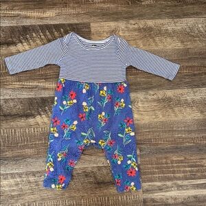 Tea Collection Blue and White Striped/Floral One Piece